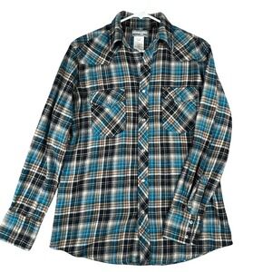 Wrangler Men’s Blue Black Plaid Western Shirt